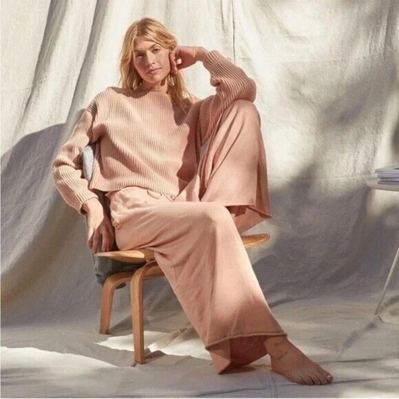 NEW LUNYA M COZY COTTON SILK RELAXED PANT IN NUTMEG - Picture 6 of 7